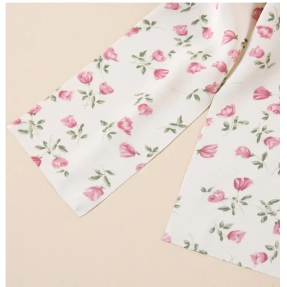 Pink Floral Print Hair Scarf